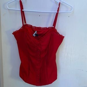 red corset top